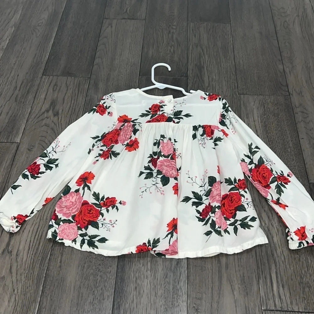 Old Navy girls Flowey long sleeve V-neck floral dressy shirt